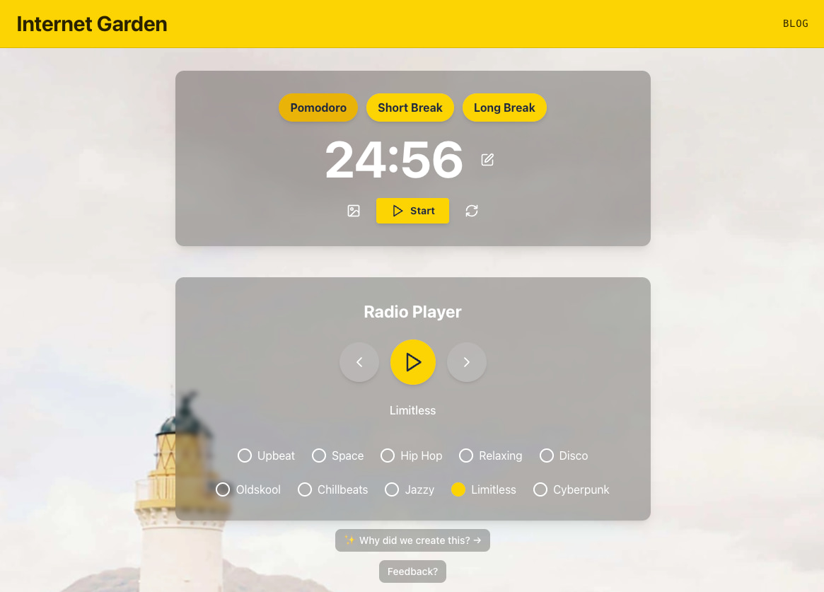 Screenshot of the Aesthetic Pomodoro Timer